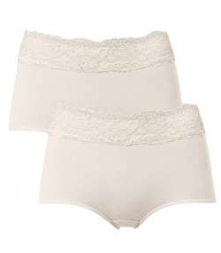 2-pack Trofe Lace Trimmed Maxi Briefs Champagne