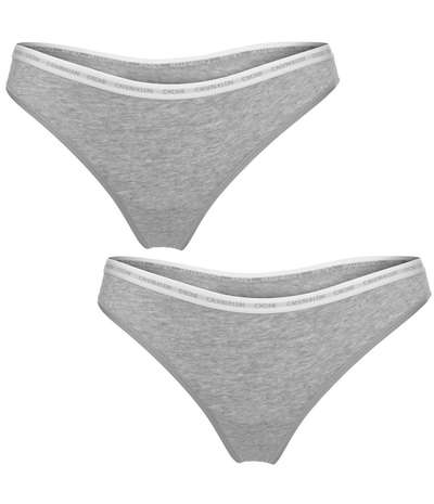 2-pack One Cotton Stretch Thong  Grey – Gråa Stringtrosor från Calvin Klein