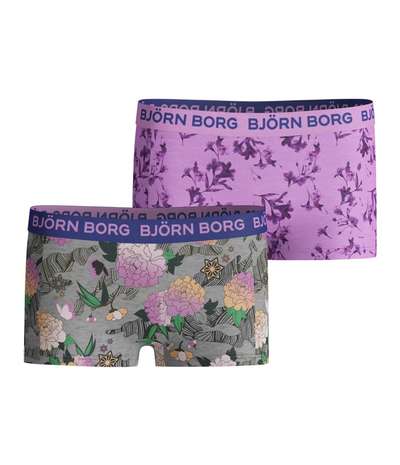 2-pack Cotton Stretch Shorts For Girls 212 Pink Pattern – Rosa boxertrosor från Björn Borg