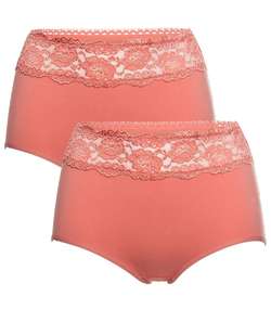 2-pack Trofe Lace Trimmed Maxi Briefs Coral