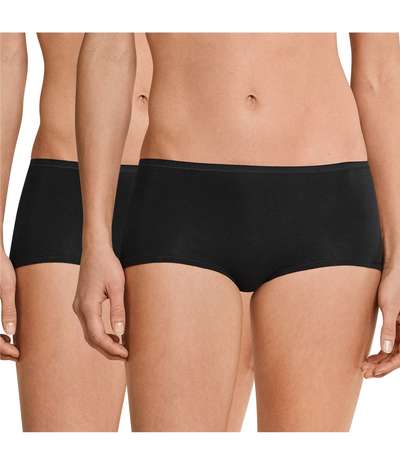 2-pack Essentials Cotton Shorts Black – Svarta Boxertrosor från Schiesser