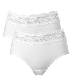 2-pack Trofe Lace Trimmed Midi Briefs White