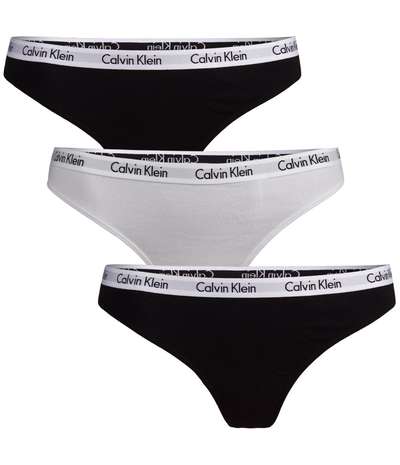 3-pack Carousel Thongs Black/White – Vita Stringtrosor från Calvin Klein
