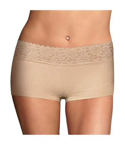 Cotton Boyshort with Lace  Beige – Beige Boxertrosor från Maidenform