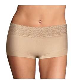 Cotton Boyshort with Lace  Beige