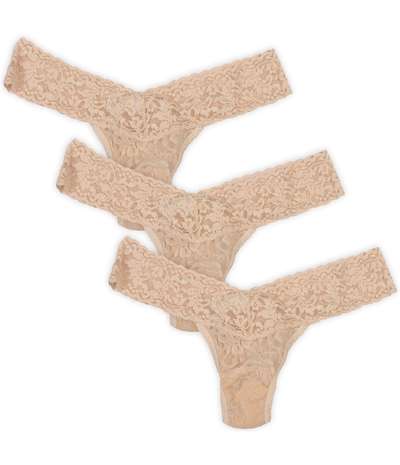 3-pack Low Rise Thong Beige – Beige Stringtrosor från Hanky Panky