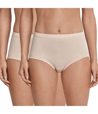 2-pack Original Classics Fine Rib Waist Panties Beige – Beige Trosor från Schiesser