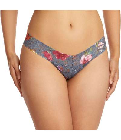 Flower Low Rise Thong Blue w Flower – Blåa Stringtrosor från Hanky Panky