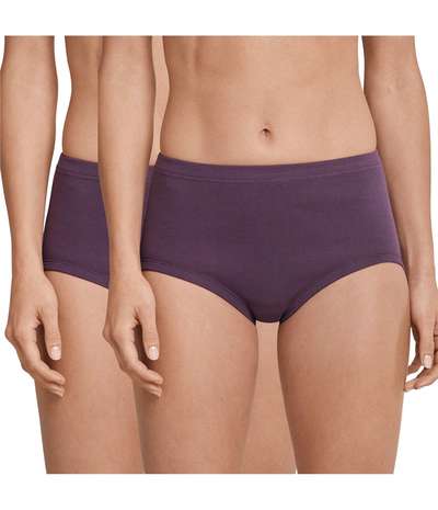 2-pack Original Classics Fine Rib Waist Panties Aubergine – Flerfärgade Trosor från Schiesser