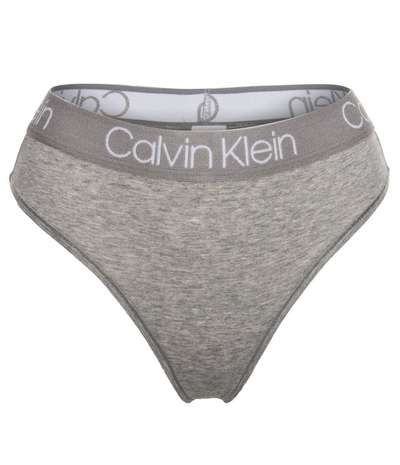 Body Cotton High Waist Thong Grey – Gråa Stringtrosor från Calvin Klein