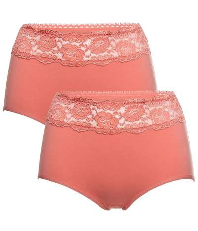 2-pack Trofe Lace Trimmed Maxi Briefs Coral – Rosa brieftrosor från Trofé