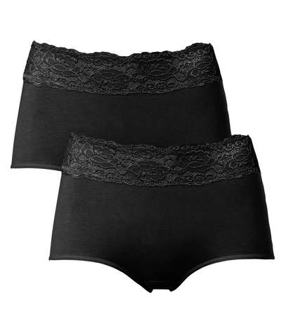 2-pack Trofe Lace Trimmed Maxi Briefs Black – Svarta brieftrosor från Trofé