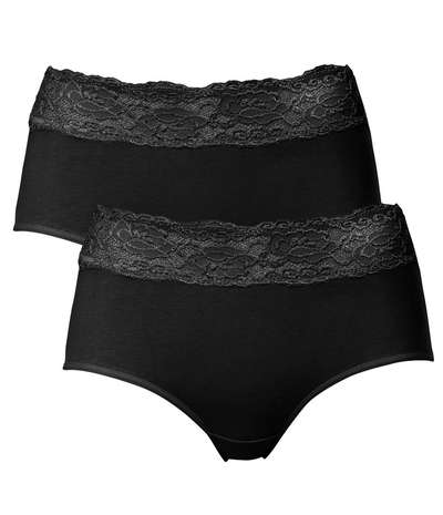 2-pack Trofe Lace Trimmed Midi Briefs Black – Svarta brieftrosor från Trofé