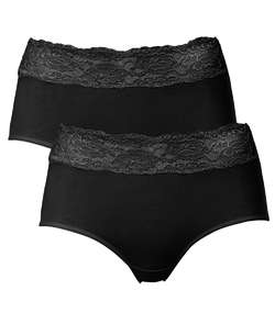 2-pack Trofe Lace Trimmed Midi Briefs Black