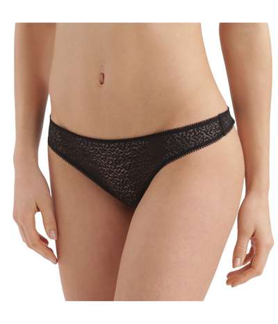 Modern Lace Trim Thong Black – Svarta Stringtrosor från DKNY