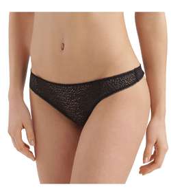 Modern Lace Trim Thong Black