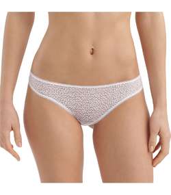 Modern Lace Trim Thong White